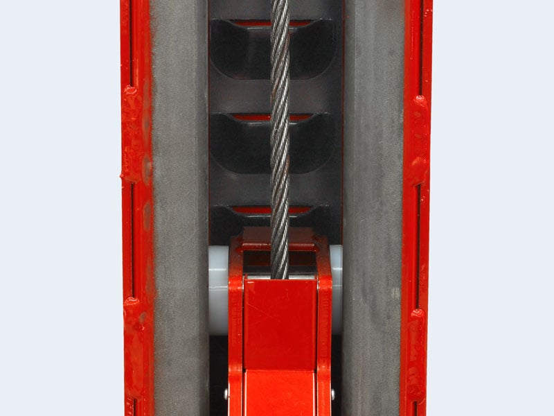 cables and locks on four post lift rack