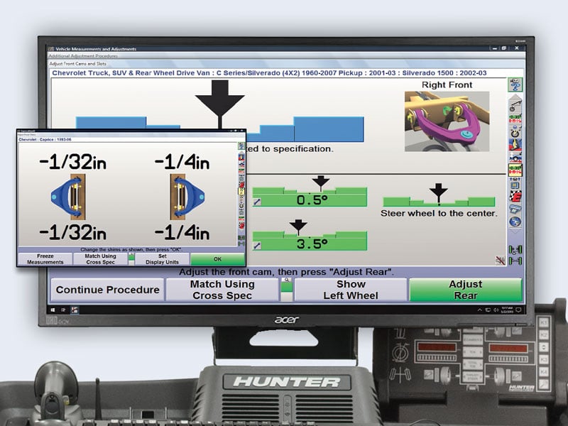 adjusting camm on Hunter winalign software 