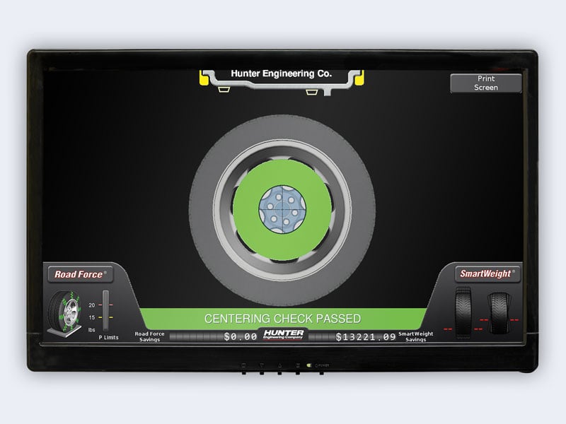road force elite monitor showing correct centering check