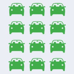 graphic of multiple green cars